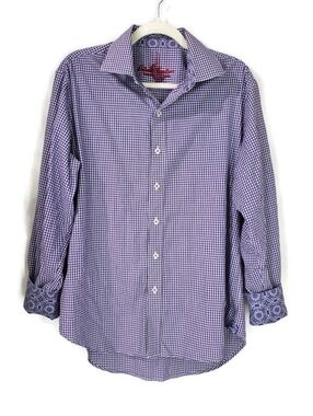 Robert Graham Purple Mens Buttondown Long Sleeve Shirt Sz M Flip Cuff Floral EUC